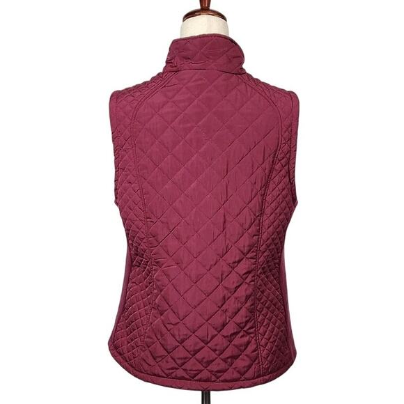 Aspen Quilted Puffer Vest Slim Fit Full Zip Sleeveless Pockets Burgundy Large - Picture 3 of 13